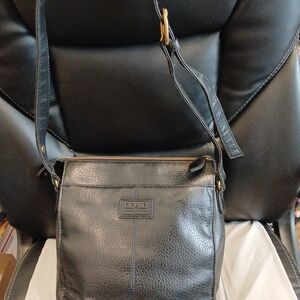 Relic Black Leather Multipocket Crossbody Bag